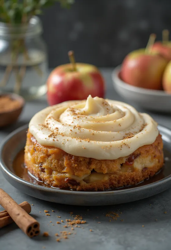 Kaneel-appelmoestaart versierd met appelschijfjes