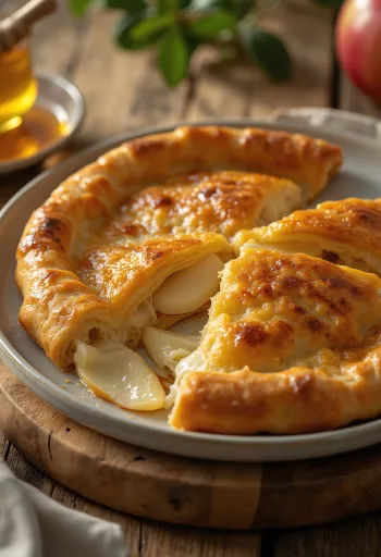Calzone met appel en kaas geserveerd