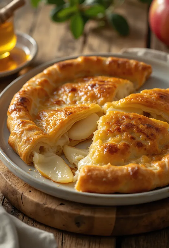 Calzone met appel en kaas geserveerd