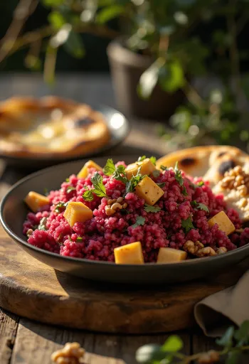 Bietenquinoa-curry met tofu