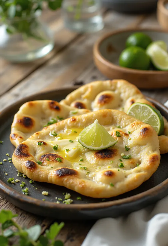 Limoen naanbrood vers geserveerd