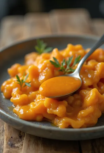 Paprika-botersaus geserveerd bij gegrild vlees