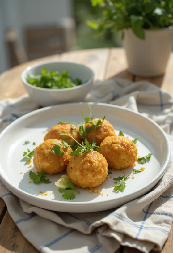 Acarajé met groene tomatensalade, knapperig Braziliaans gerecht
