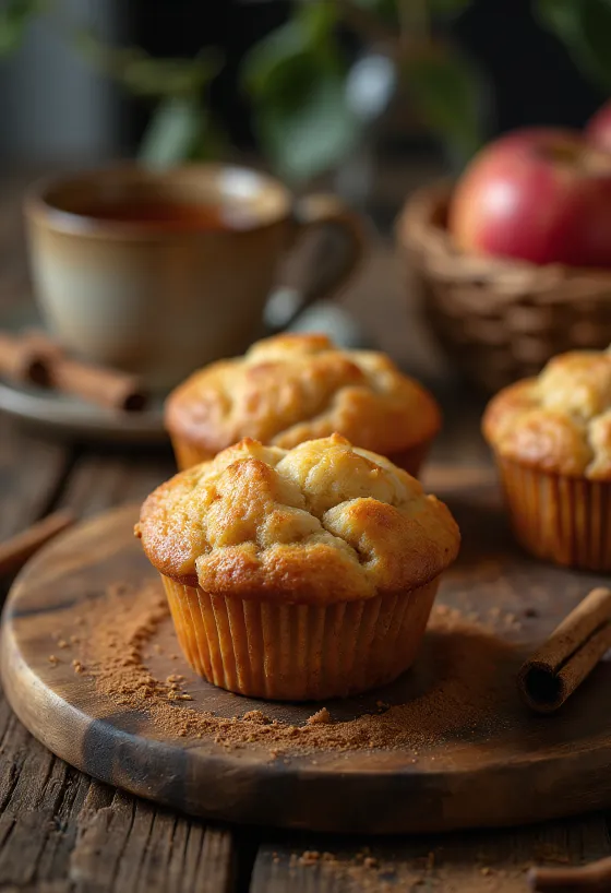 Appel-kaneel muffins geserveerd