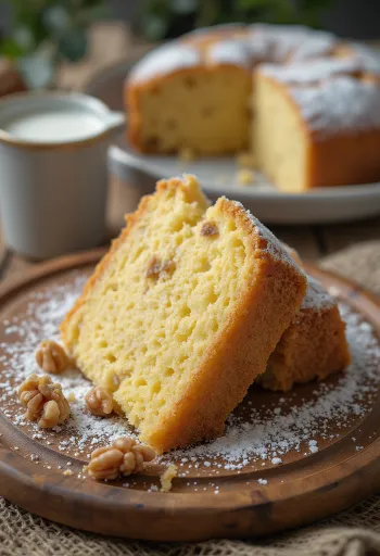 Walnotencake geserveerd op een bord