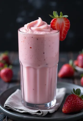 Aardbeienmilkshake in een glas
