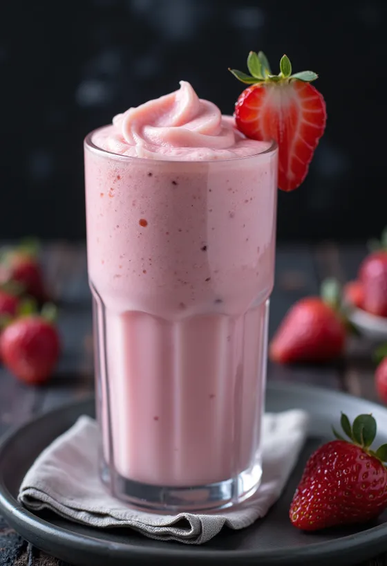 Aardbeienmilkshake in een glas