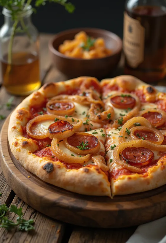 Pizza Diavola met ui en chilipeper