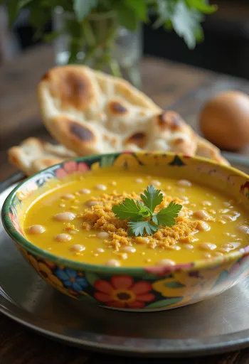 Mungunzá met kokosmelk, geserveerd met verse koriander en rijst