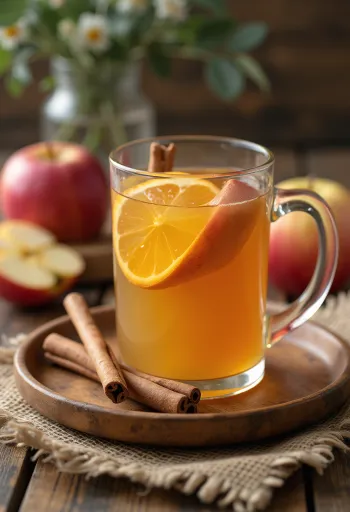 Warme appelcider met kaneel in glazen