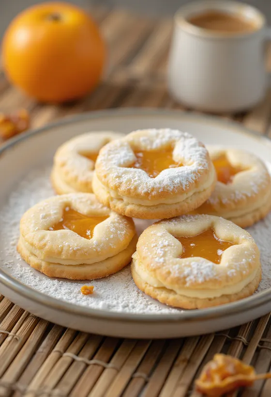 Appel-sinaasappel linzer geserveerd