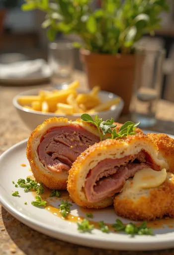 Cachopo Spaanse gevulde schnitzel geserveerd