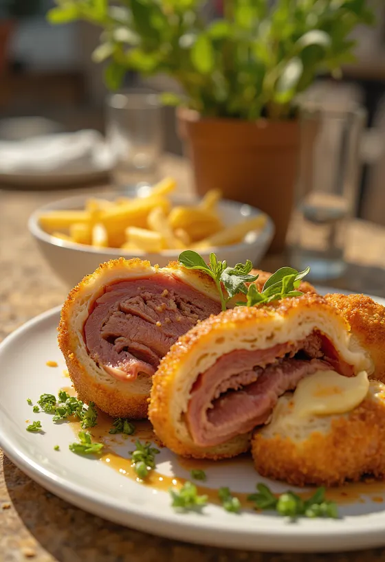 Cachopo Spaanse gevulde schnitzel geserveerd