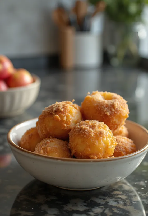 Kaneel-appelbeignets geserveerd