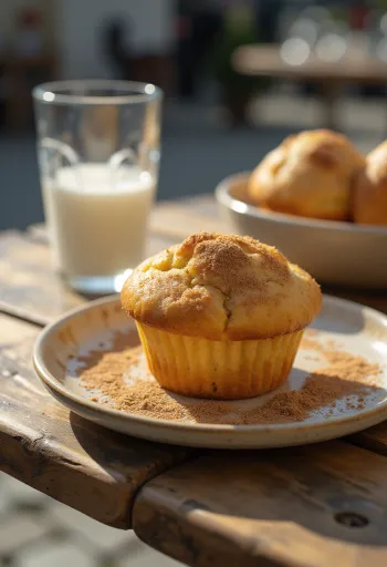 Kaneelmuffins geserveerd op een bord