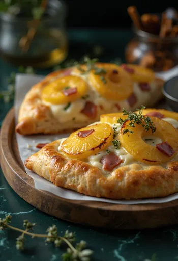 Calzone met ananas en gerookte ham vers gebakken