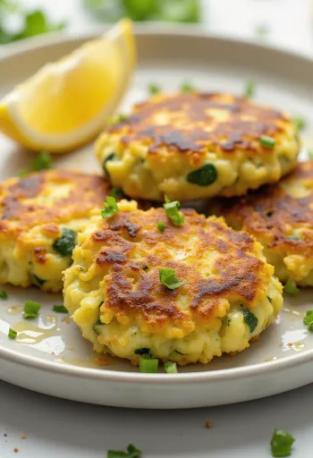 Kolokithokeftedes met aardappel, geserveerd met verse groenten en knapperig gebakken