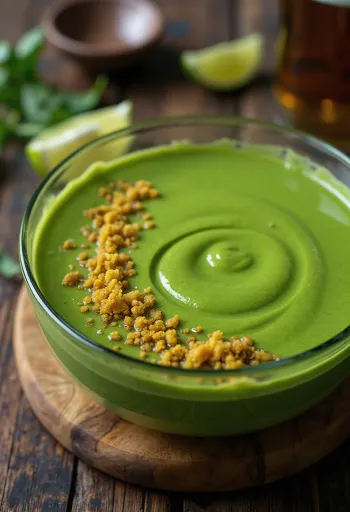 Avocado-spinaziesoep geserveerd