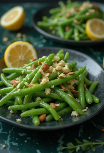 Sperziebonensalade geserveerd met citroendressing