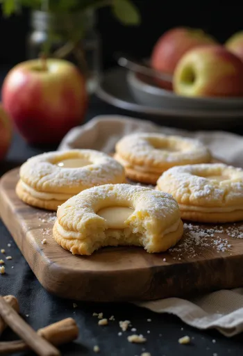 Appel-vanille linzer geserveerd