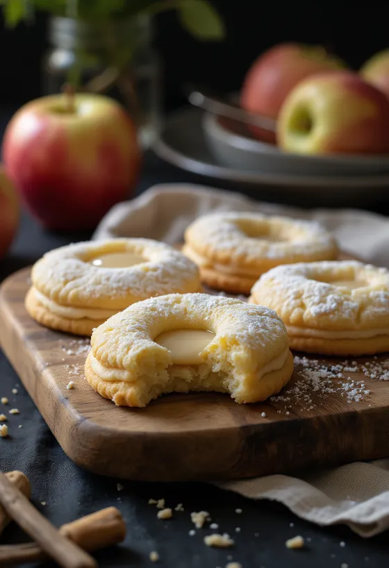 Appel-vanille linzer geserveerd