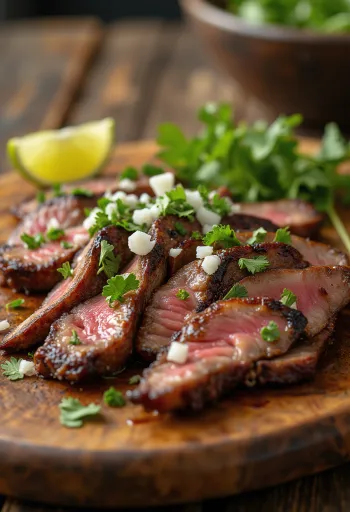 Carne asada geserveerd met tortilla en salade