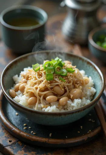 Gefermenteerde bonenrijst geserveerd