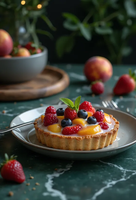 Verse vruchtentaartpunten versierd met fruit