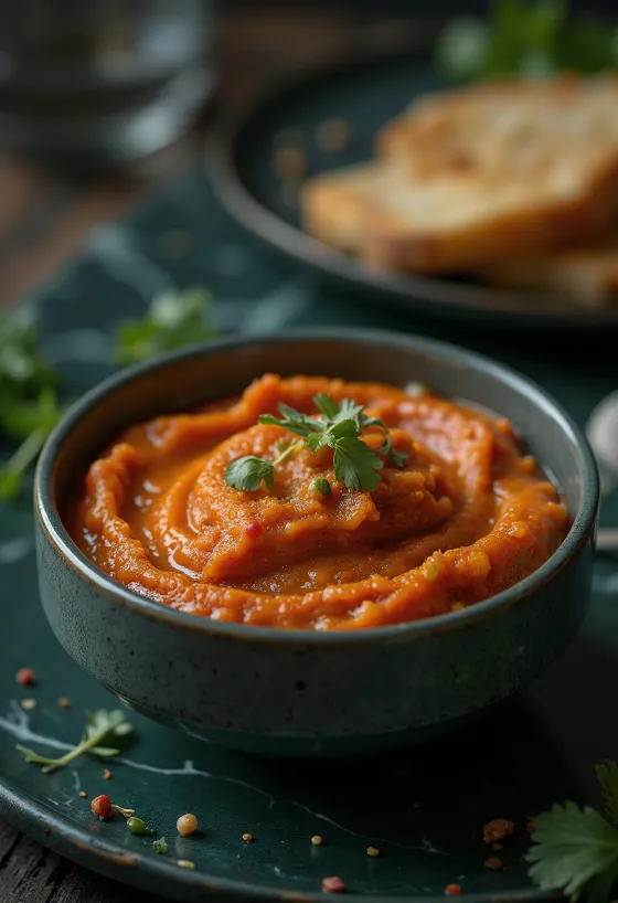Romescosaus geserveerd met gegrilde gerechten