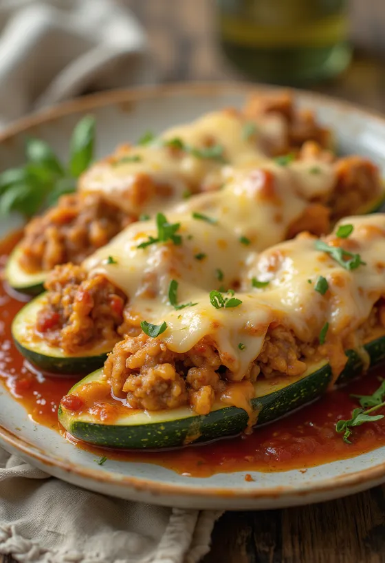 Gevulde courgette met gehakt en kaas