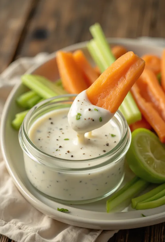 Ranch dressing geserveerd met verse groenten