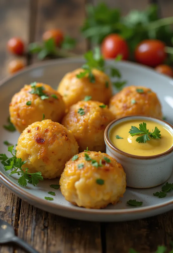 Acarajé met mosterdsaus, balletjes van zwarte bonen geserveerd met mosterdsaus en koriander