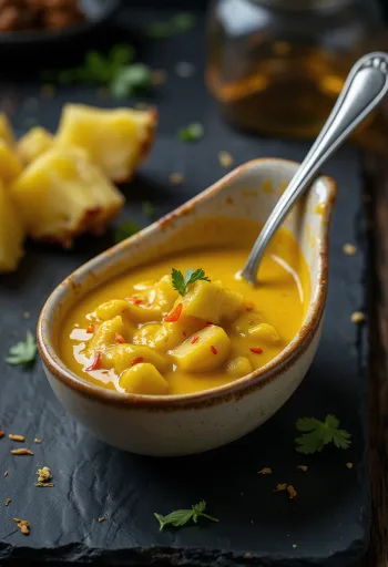 Ananas-currysaus geserveerd
