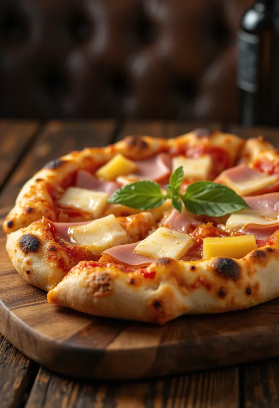 Hawaiian pizza met ananas en ham