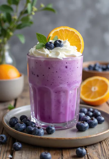 Sinaasappel-bosbessen frappé in een glas