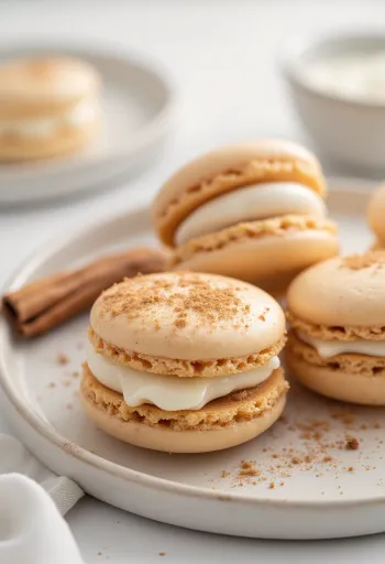 Kaneelmacarons geserveerd