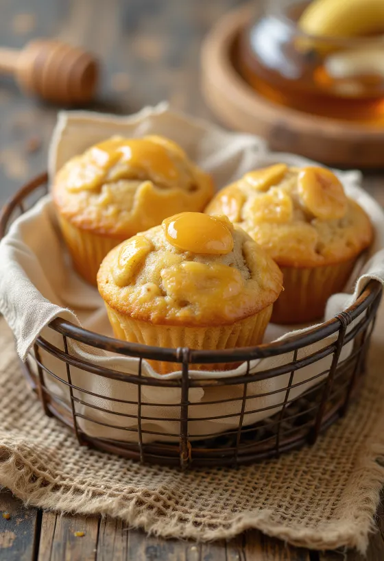Banaan-honing muffins geserveerd