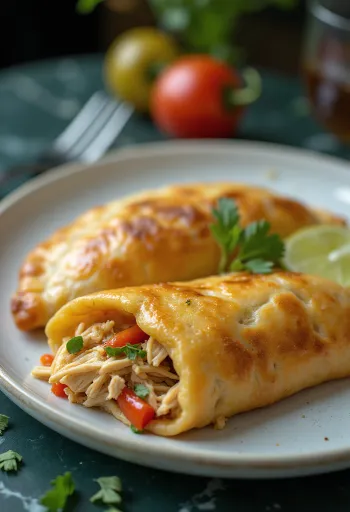 Goudbruin gebakken kipempanada