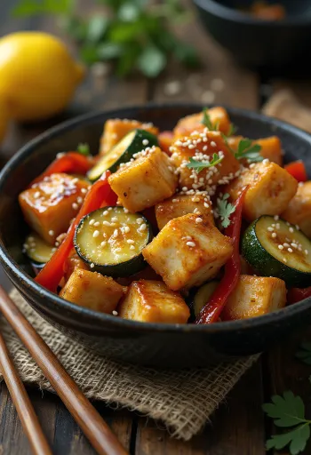 Gebakken knoflooktofu uit de wok
