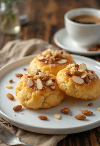 Mandelkubb geserveerd met stukjes amandel