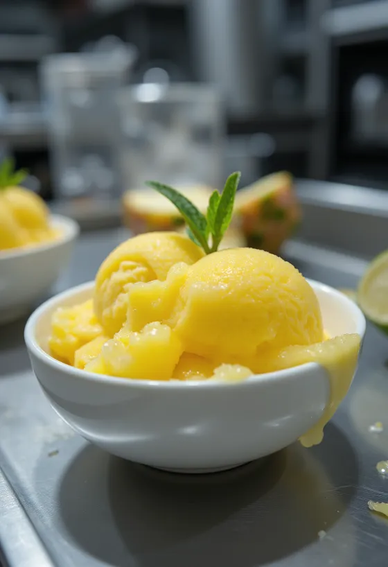 Ananassorbet huisgemaakt verfrissend dessert