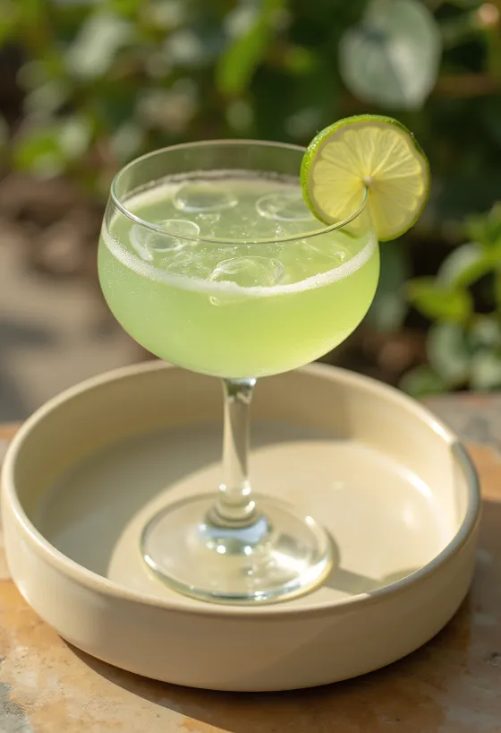 Daiquiri cocktail gegarneerd met een schijfje limoen
