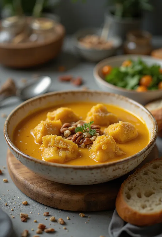 Ají de Gallina met pecannoten, rijk Peruaans kipgerecht met roomsaus, gegarneerd met verse koriander en pecannoten