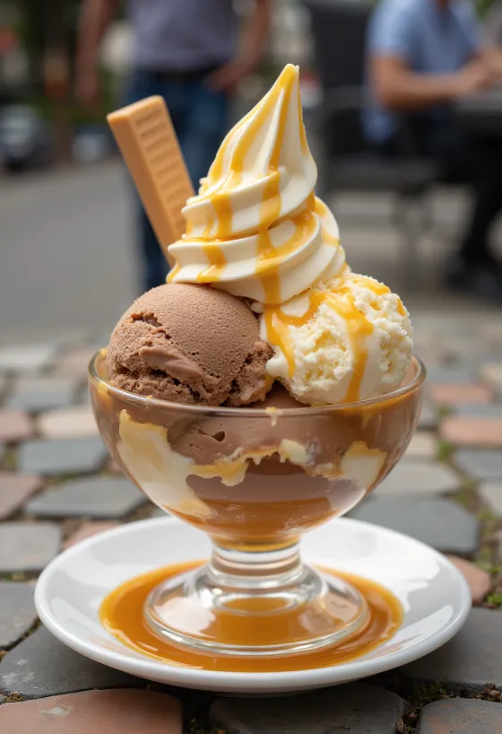 Baskin-Robbins Gold Medal Ribbon ijs geserveerd