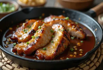 BBQ procureur met zoete mosterdglazuur geserveerd met verse peterselie