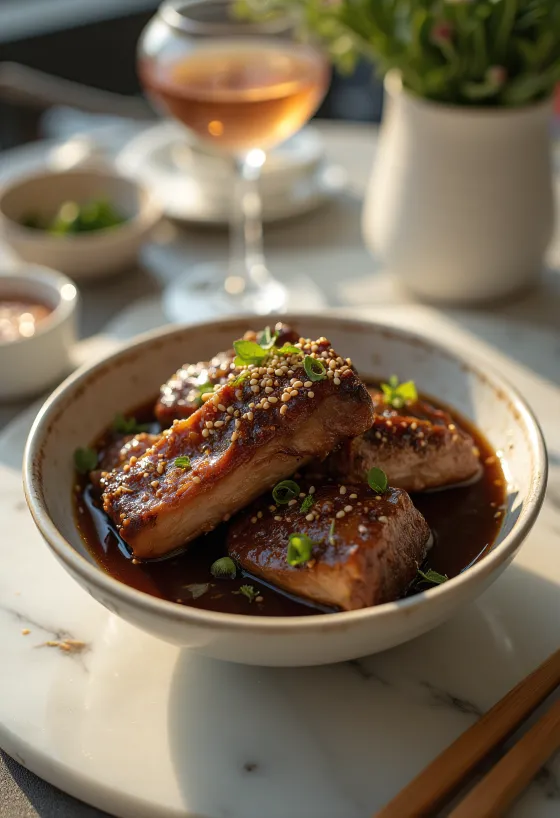 Galbi in sojasaus, Koreaans rundvlees in marinade met sesamzaad