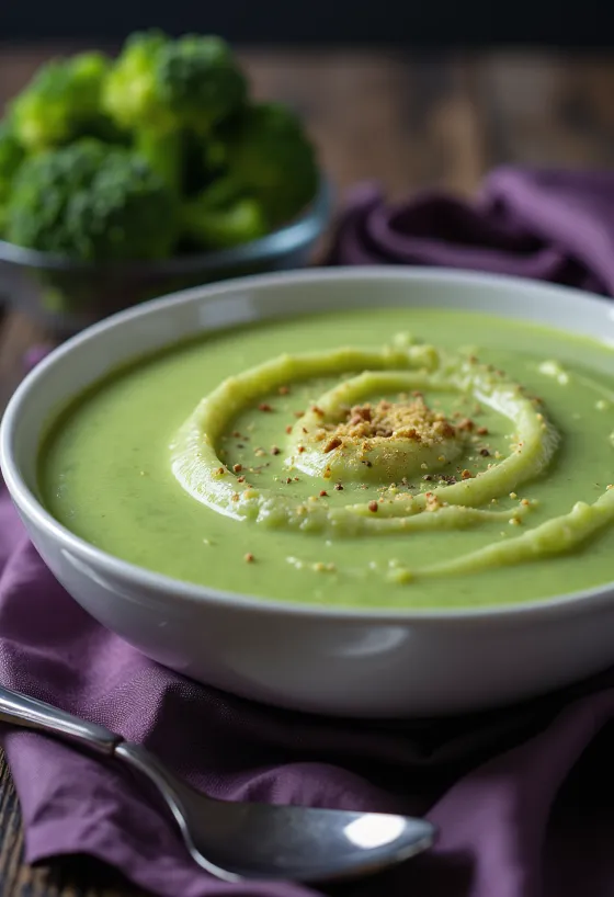 Romige broccolisaus geserveerd