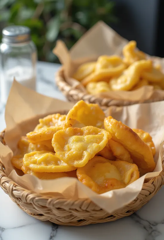 Goudbruin gebakken lángos, met zure room en geraspte kaas erop