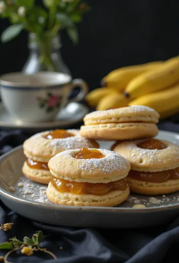 Citroen-banaan linzer geserveerd