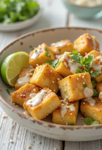 Pittige tofu met limoen en tahin